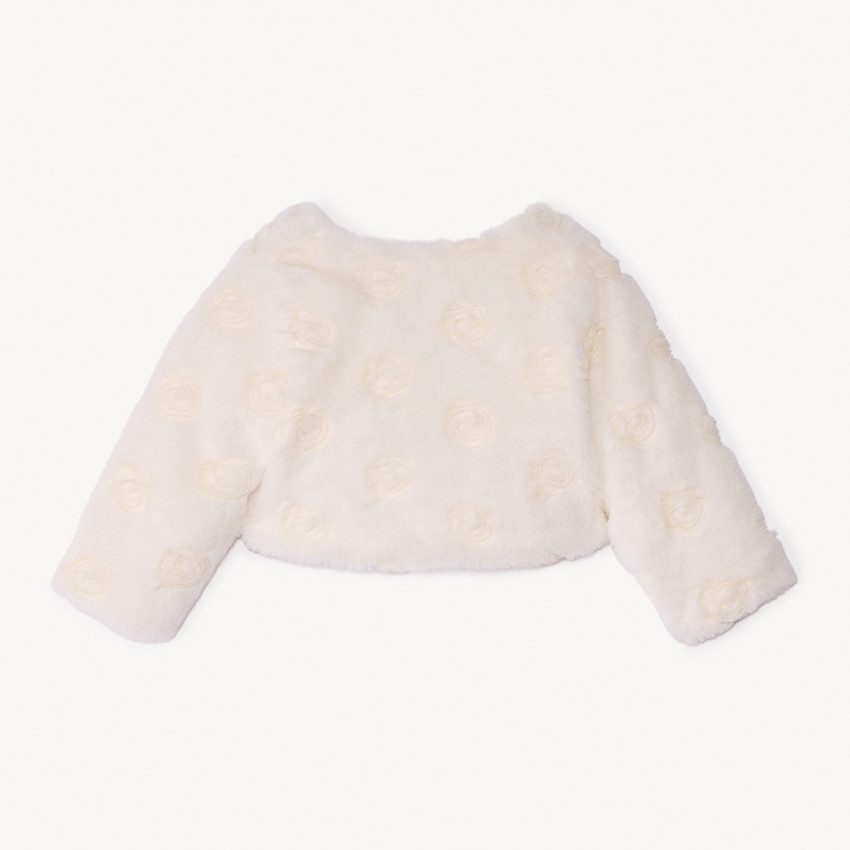 Gilet en fausse fourrure avec rosaces pour bébé fille 
