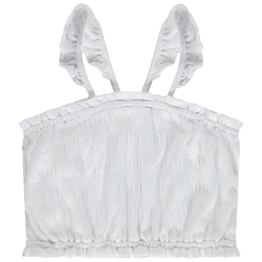 Κροπ τοπ smocké με βολάν τιράντες για κορίτσι 