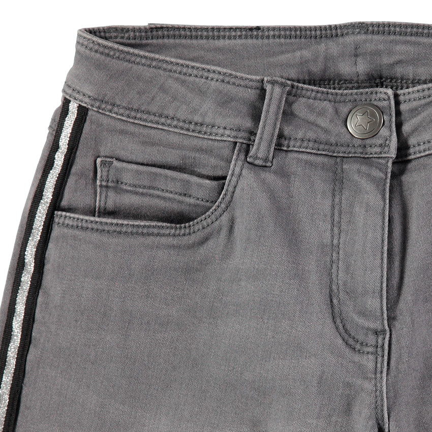 Παιδικά - Γκρι τζιν με used όψη και ασημί λωρίδες 