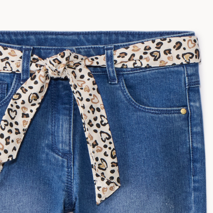 Τζιν slim με ρυθμιζόμενη μέση και ζώνη μαντήλι για κορίτσι 