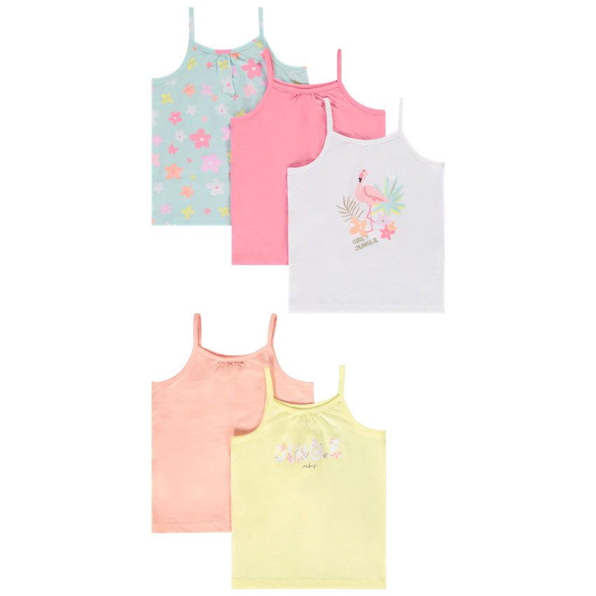Σετ από 5 αμάνικα μπλουζάκια από jersey για κορίτσι bebé 