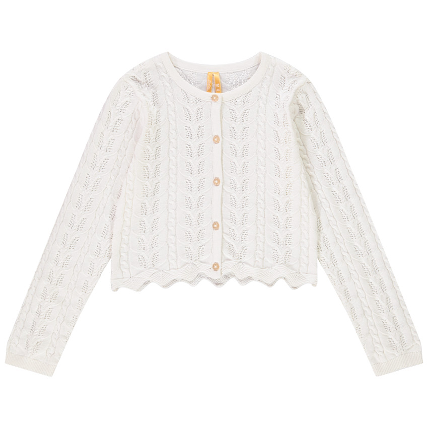 Ζακέτα μπολερό από πλεκτό με σχέδιο αζούρ και glitter για κορίτσι 