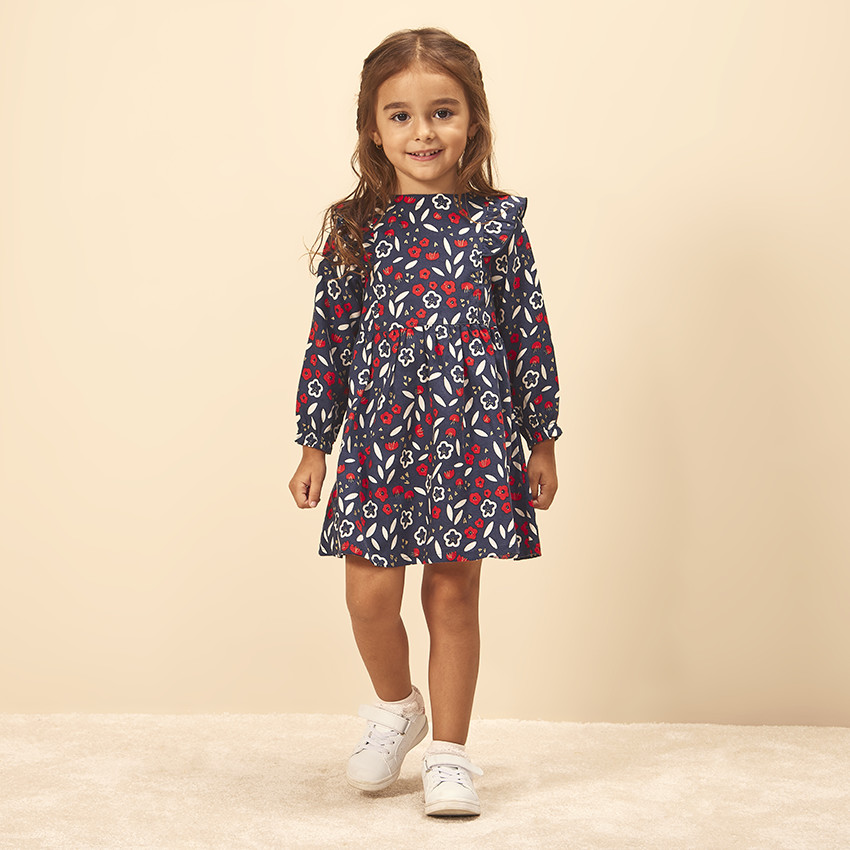 Φόρεμα μακρυμάνικο με floral σχέδιο για bebe κορίτσι 