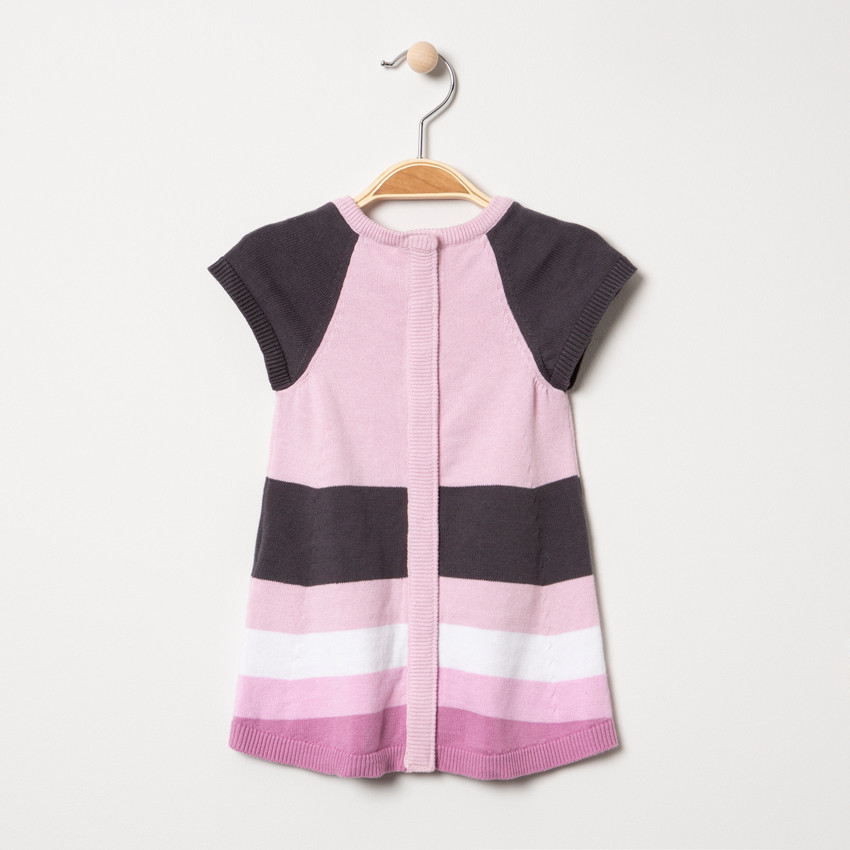 Robe manches courtes en tricot avec chat brodé et poches 