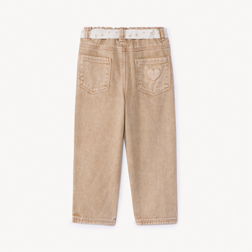 Jeans με ξεθωριασμένο φινίρισμα και ζώνη για να δένετε για κορίτσι μωρό 