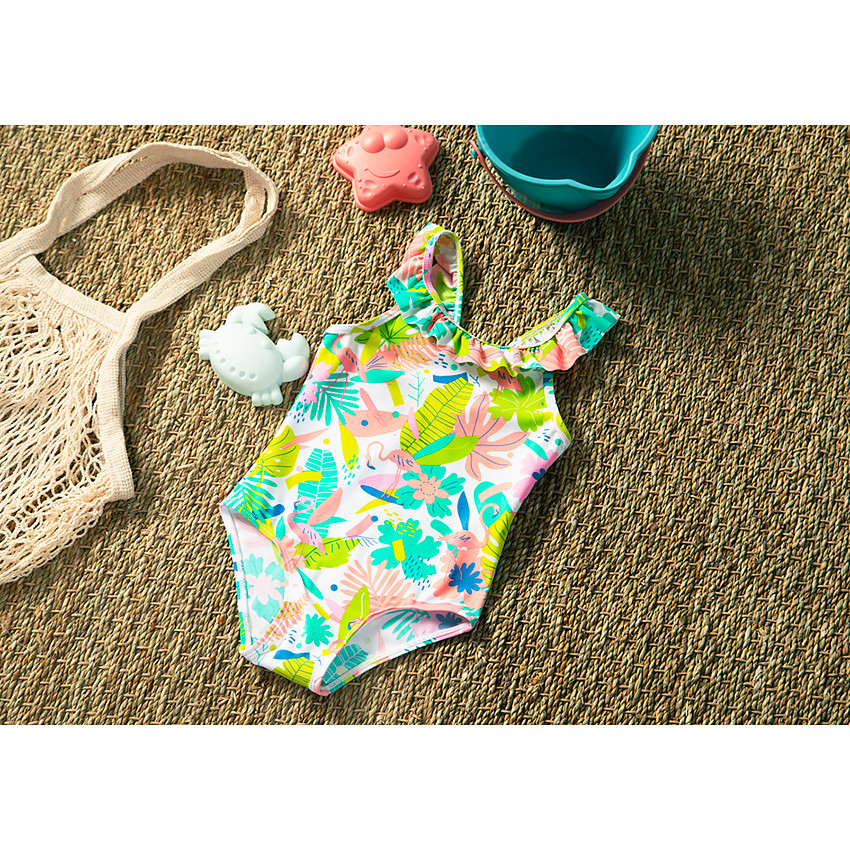 Maillot de bain 1 pièce imprimé tropical pour bébé fille 