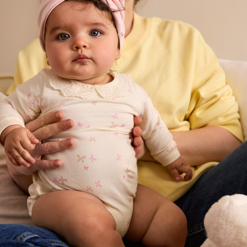 Body manches longues à col claudine brodée pour bébé fille 