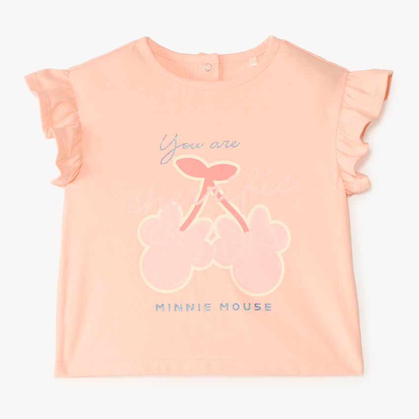 T-shirt με κοντά μανίκια με βολάν Minnie Disney για κορίτσι μωρού 