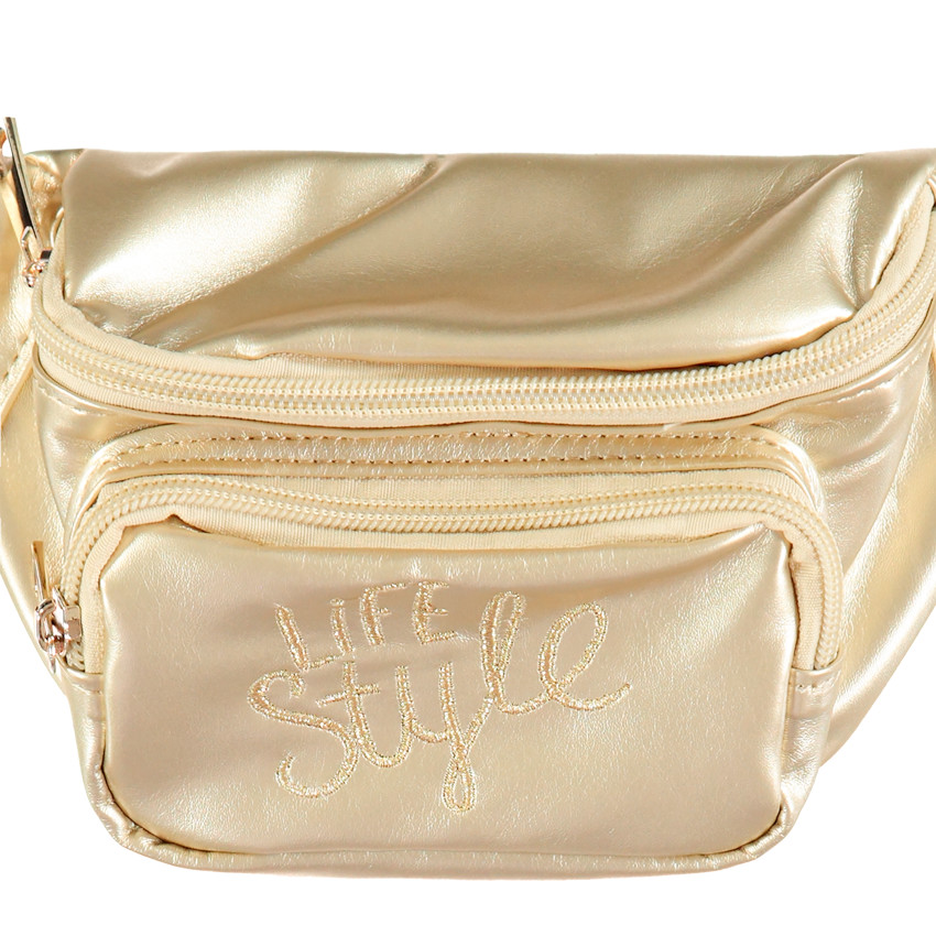 Sac banane doré à inscription brodée 