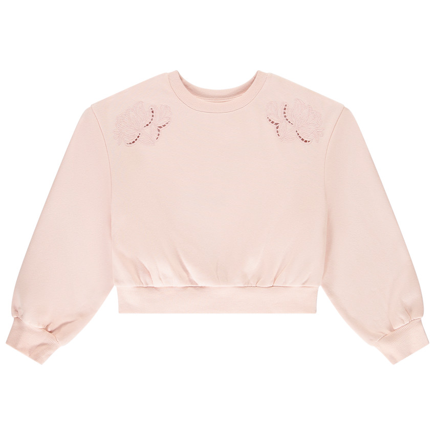 Σακάκι από πλεκτό γαλλικό terry με λευκή κεντημένη λεπτομέρεια για κορίτσι 