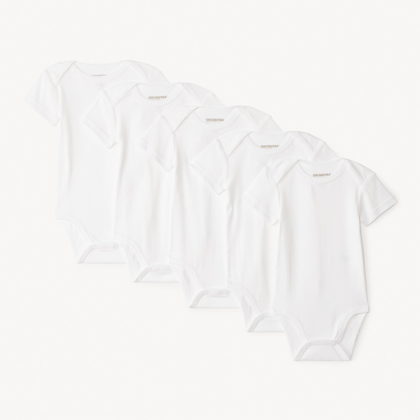 Σετ από 5 κοντομάνικα μπλουζάκια μονόχρωμα για μωρό 