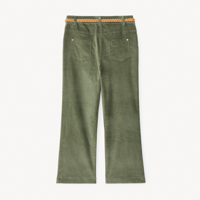 Pantalon bootcut en velours + ceinture tressée pour fille 