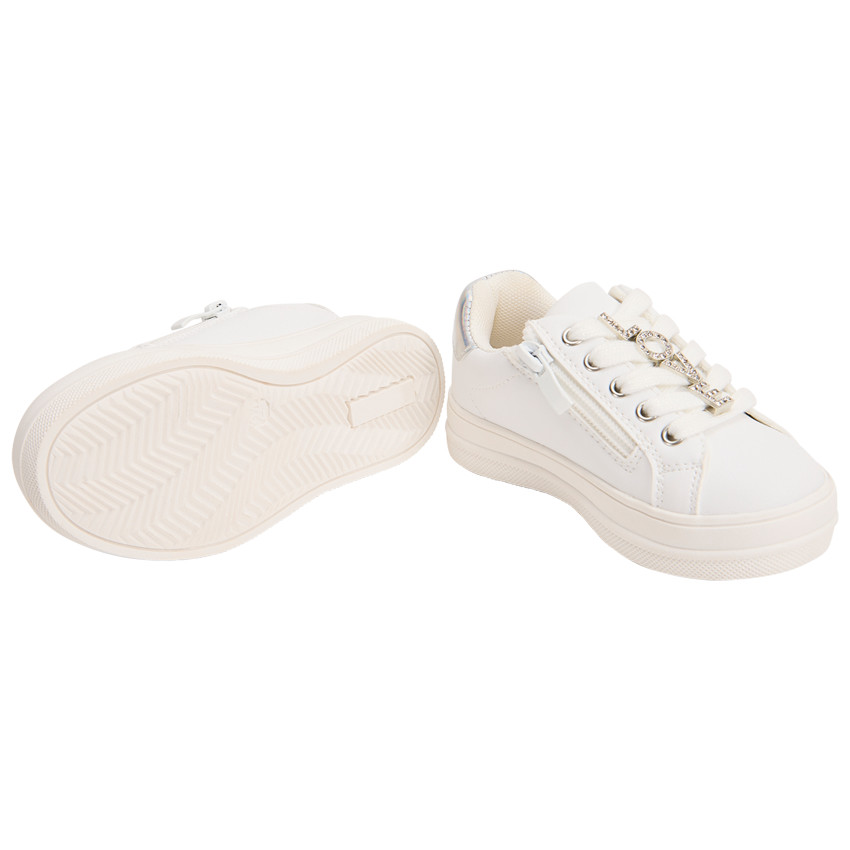 Αθλητικά παπούτσια με φερμουάρ και κορδόνια με φαντεζί κοσμήματα για κορίτσι 