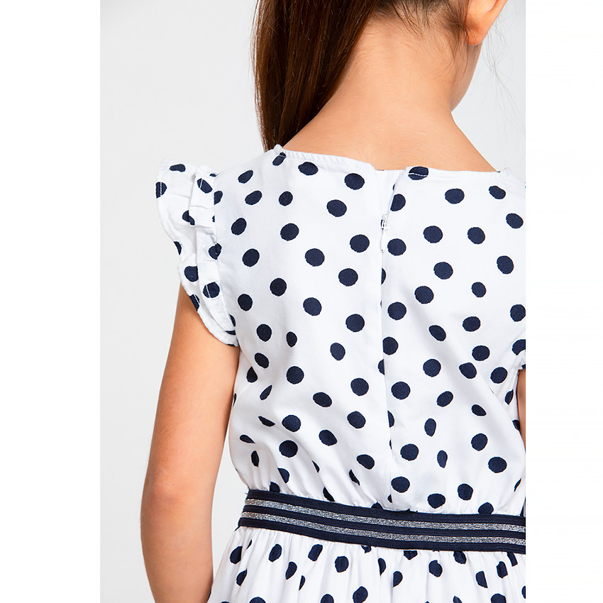 Robe manches courtes volantées imprimé pois pour fille Main Robe manches courtes volantées imprimé pois pour fille