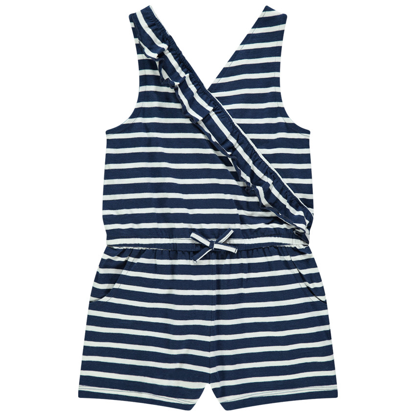 Combi κοντό jersey ριγέ με βολάν 