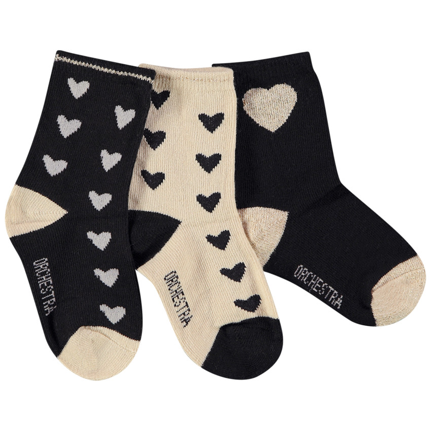 Lot de 3 paires de chaussettes imprimé coeurs pour bébé fille 