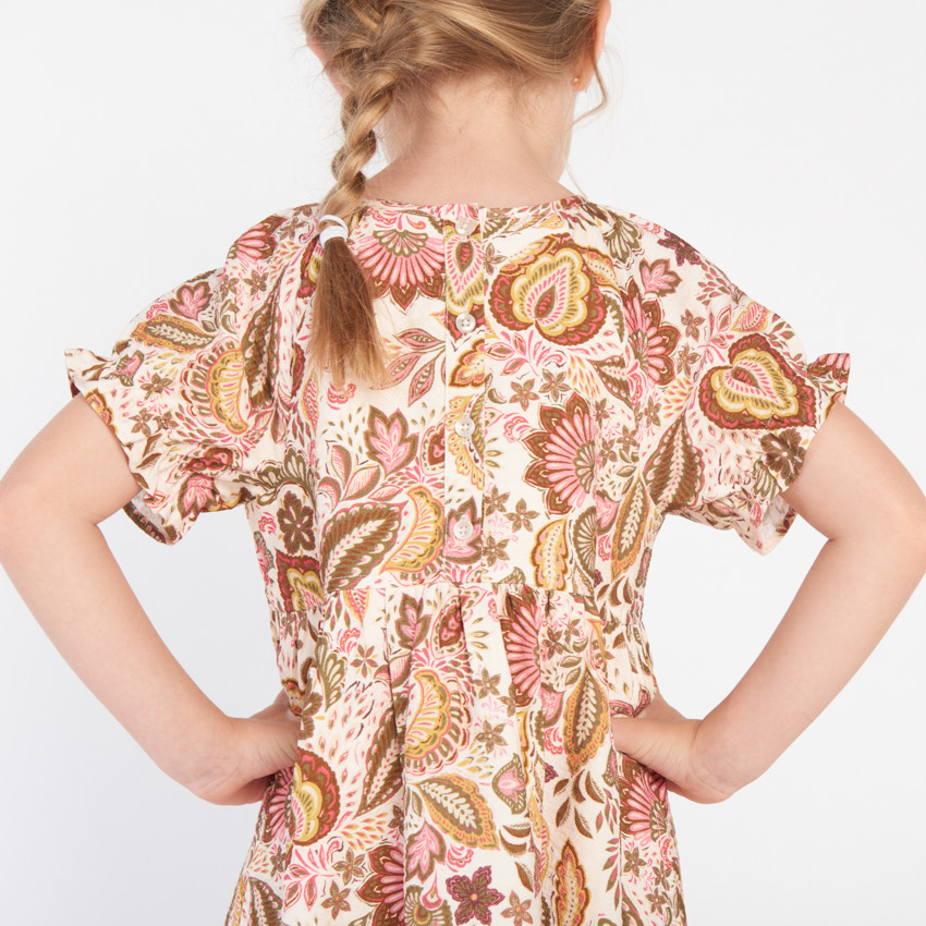 Φόρεμα κοντομάνικο με φολκλορικό σχέδιο για κορίτσι 