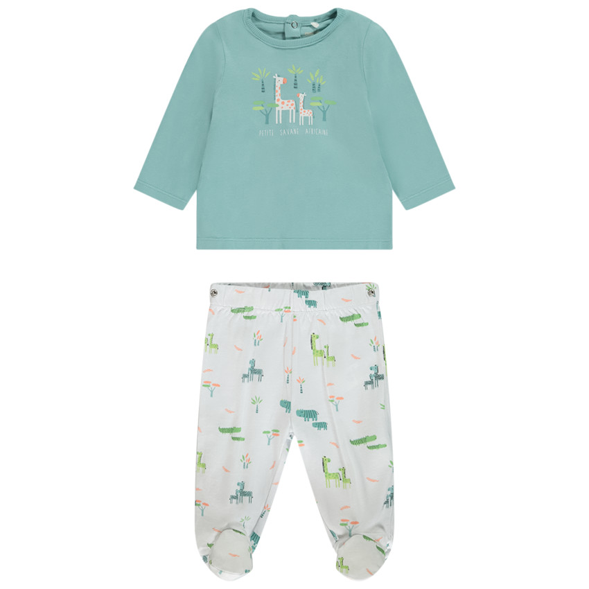 Πιτζάμα 2 τμχ. με σχέδια καμηλοπάρδαλης για bebe αγόρι με διαφορετικές λεπτομέρειες ανάλογα με την ηλικία 