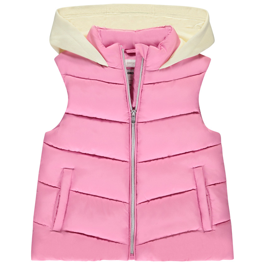 Αμάνικο μπουφάν με κουκούλα από φούτερ για κορίτσι 