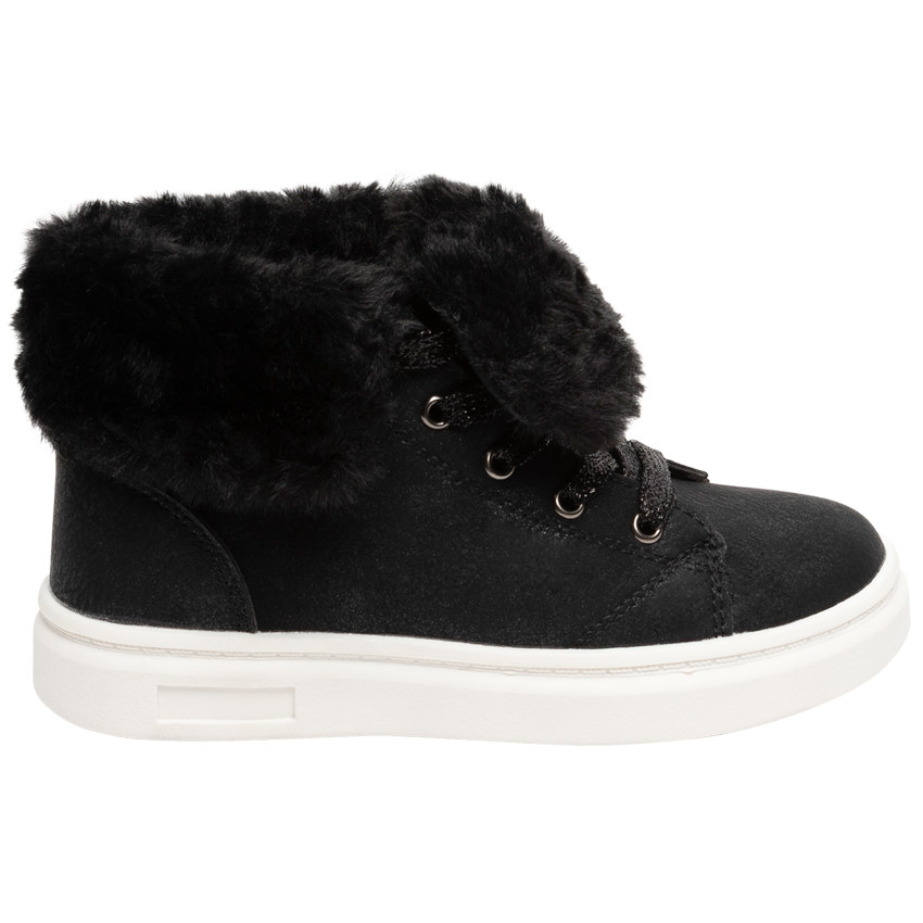 Μποτάκια μαύρα με ψεύτικη γούνα για κορίτσι 