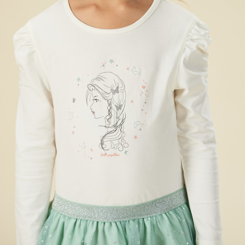 Φόρεμα bi-matière effet 2-σε-1 με τούλι étoilé για κορίτσι 