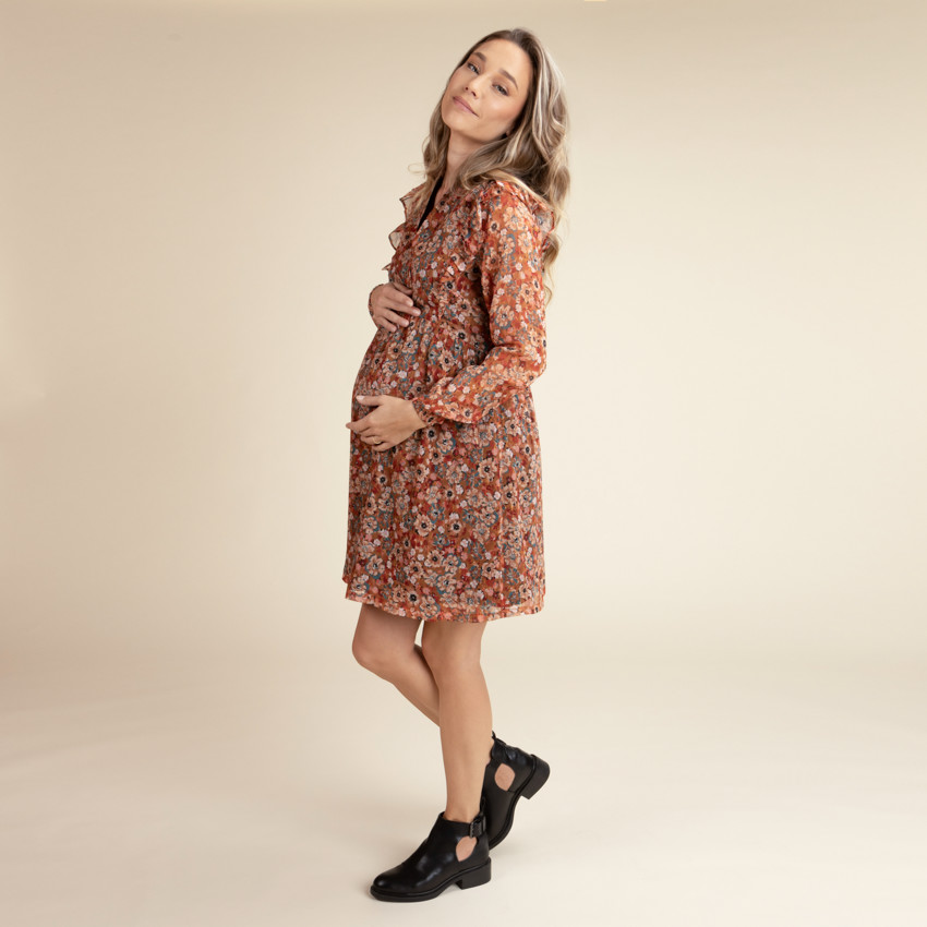 Φόρεμα εγκυμοσύνης και θηλασμού με floral σχέδιο 