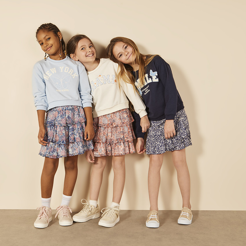 Φούτερ crop top oversize print Miami για κορίτσι 