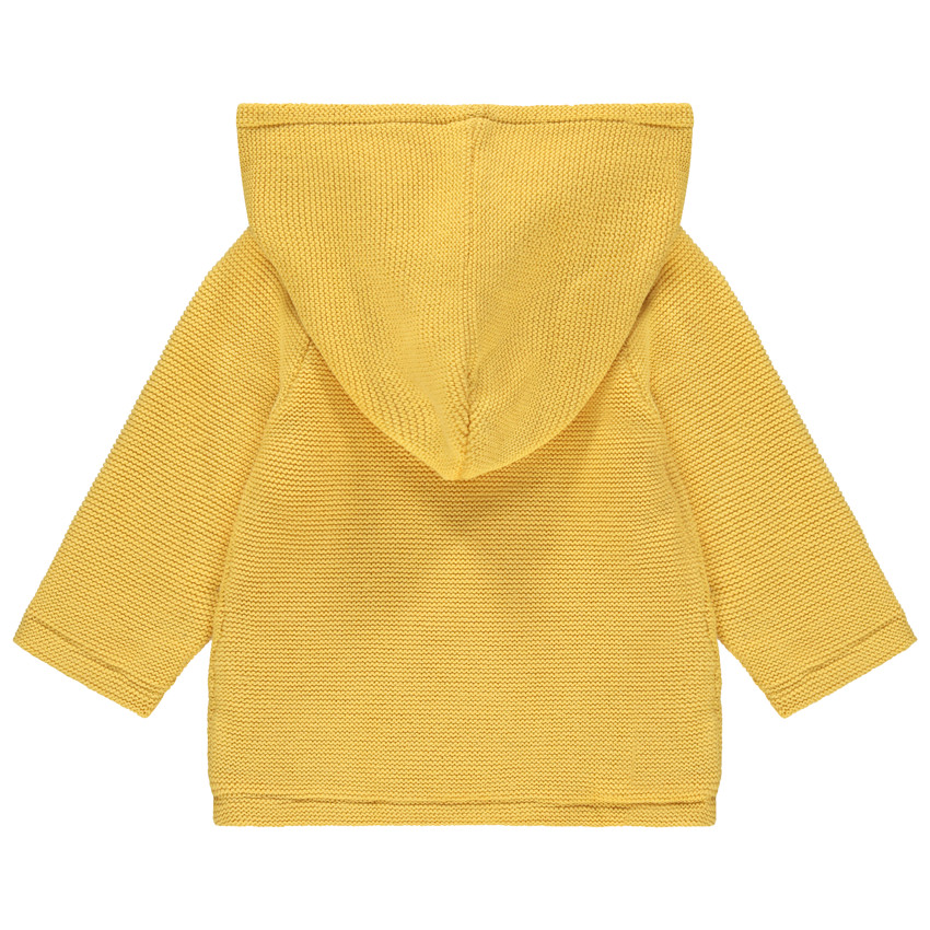 Ζακέτα με κουκούλα από πλεκτό κίτρινο 