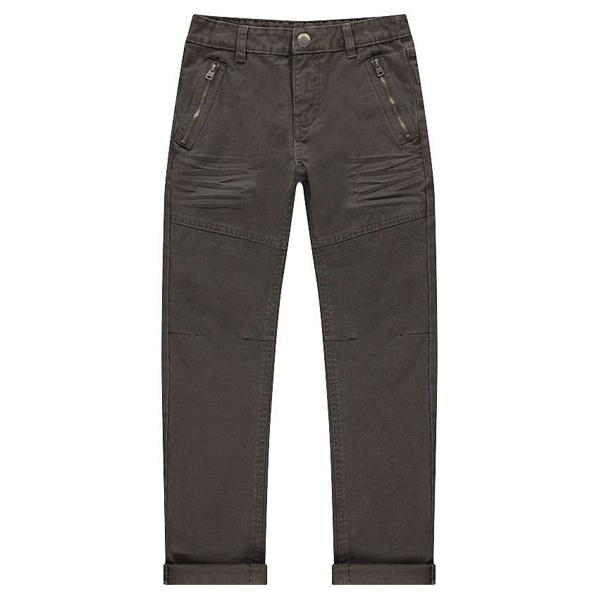 Βαμβακερό παντελόνι νηματοβαφή με φερμουάρ στις τσέπες 