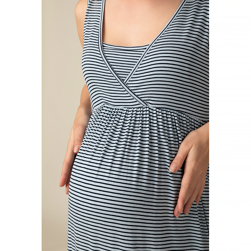 Μακρύ Φόρεμα Εγκυμοσύνης Με Ρίγες 