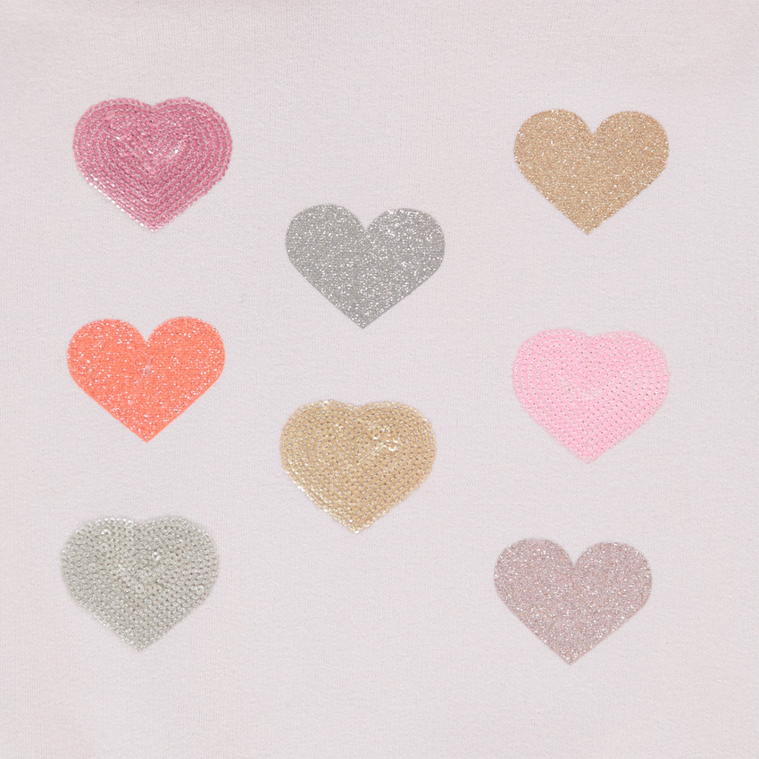 Sweat à capuche en molleton gratté fantaisie avec coeurs en sequins pour fille Main Sweat à capuche en molleton gratté fantaisie avec coeurs en sequins pour fille