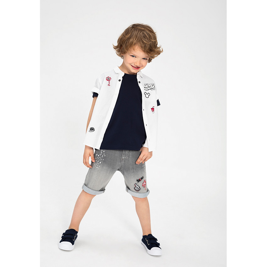 Κοντομάνικο πουκάμισο με στάμπες Μίκυ της ©Disney 