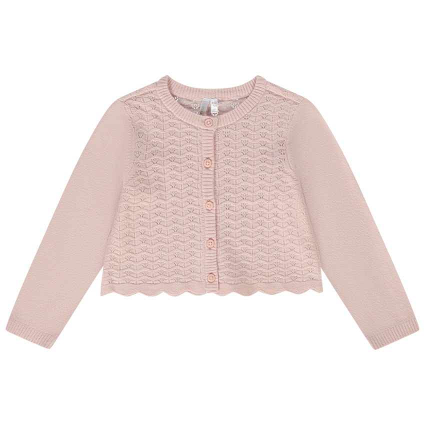 Ζακέτα κοντή από πλεκτό με σχέδιο αζούρ για bebe κορίτσι 