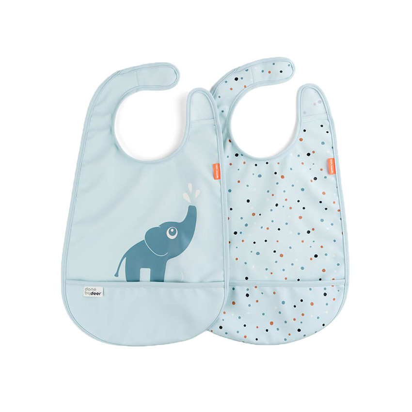 Σαλιάρα Σετ 2 Τμχ- Velcro Elphee Blue DONE BY DEER 