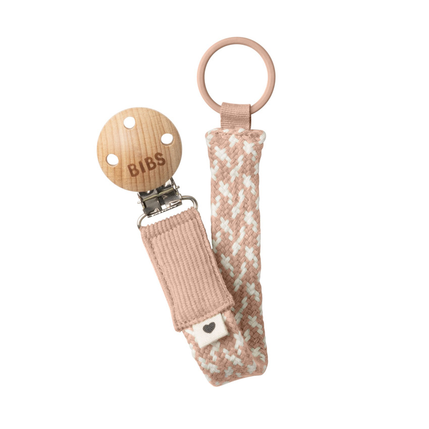 Κλιπ Πιπιλας Bibs Paci Braid Blush / Ivory 
