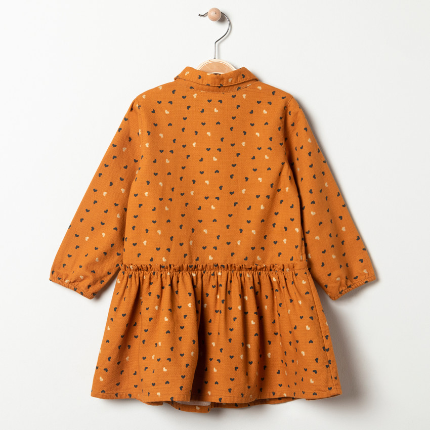 Φόρεμα μακρυμάνικο camel με σχέδιο για bebe κορίτσι 
