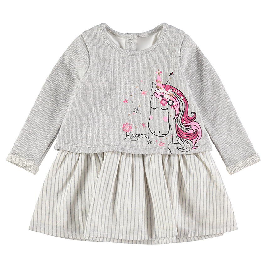 Μακρυμάνικο φόρεμα 2 σε 1 με στάμπα μονόκερο 