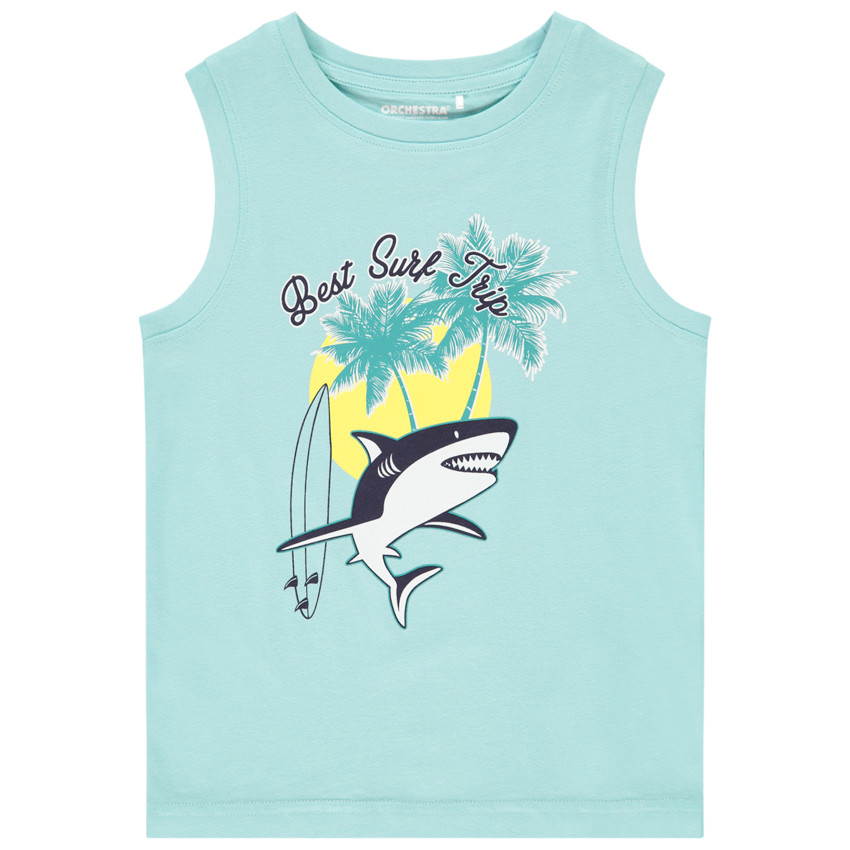 Αμάνικο μπλουζάκι από βαμβάκι με φαντεζί σχέδιο για αγόρι 