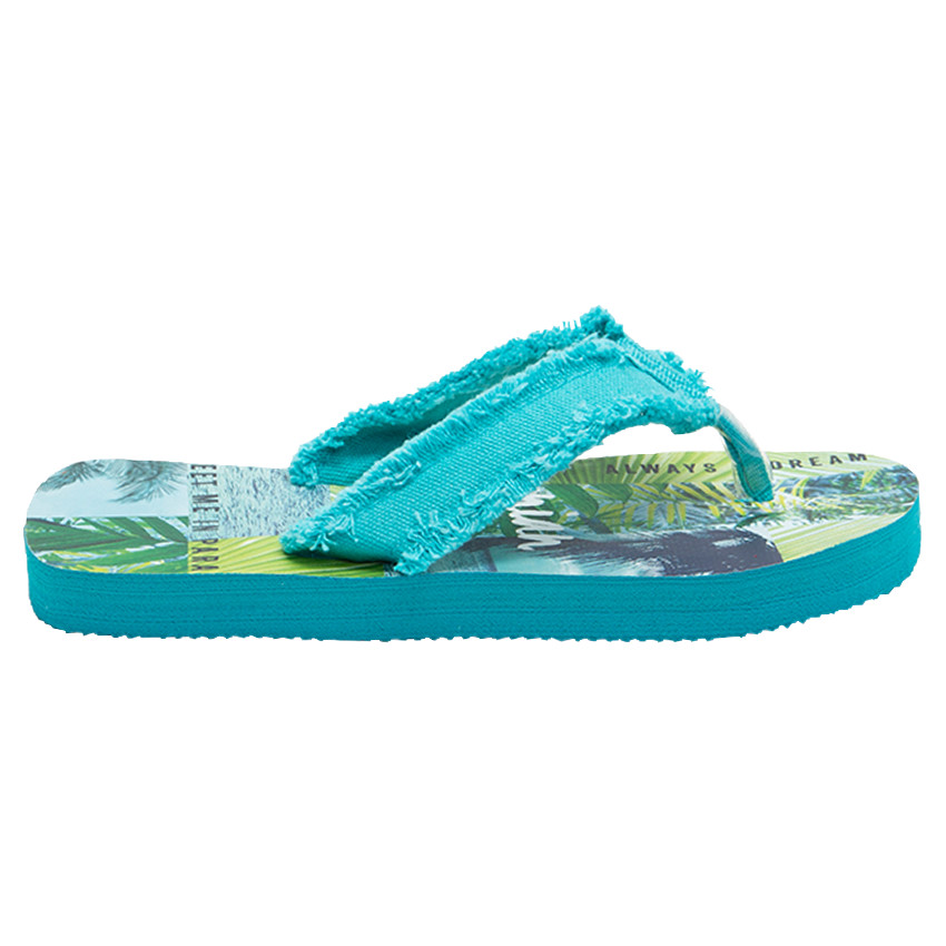 Σαγιονάρες με υφασμάτινο λουράκι και εμπριμέ εξωτικό μοτίβο 