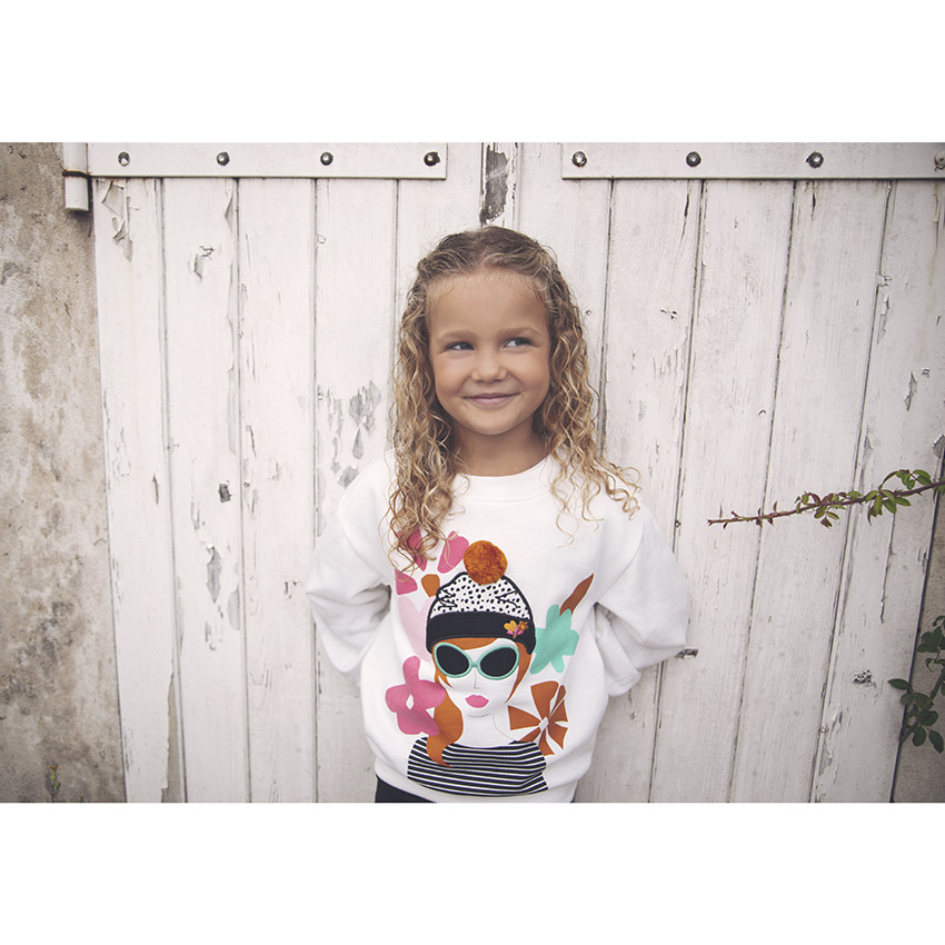 Φούτερ molleton με σχέδιο πρόσωπο για κόριτσι 