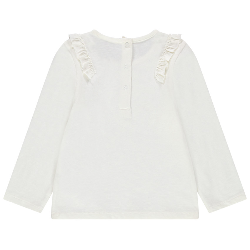 T-shirt manches longues en coton bio à message printé argenté 