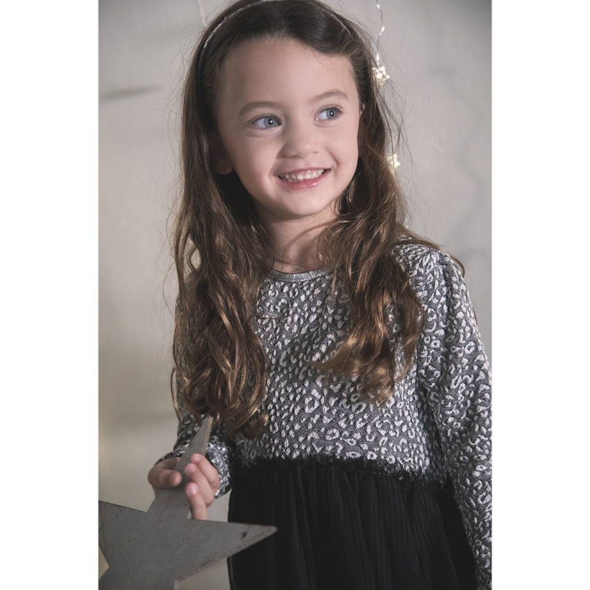 Γιορτινό φόρεμα effet 2 σε 1 με σχέδιο léopard για κορίτσι 