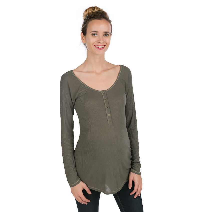 Μακρυμάνικη ριμπ μπλούζα εγκυμοσύνης 