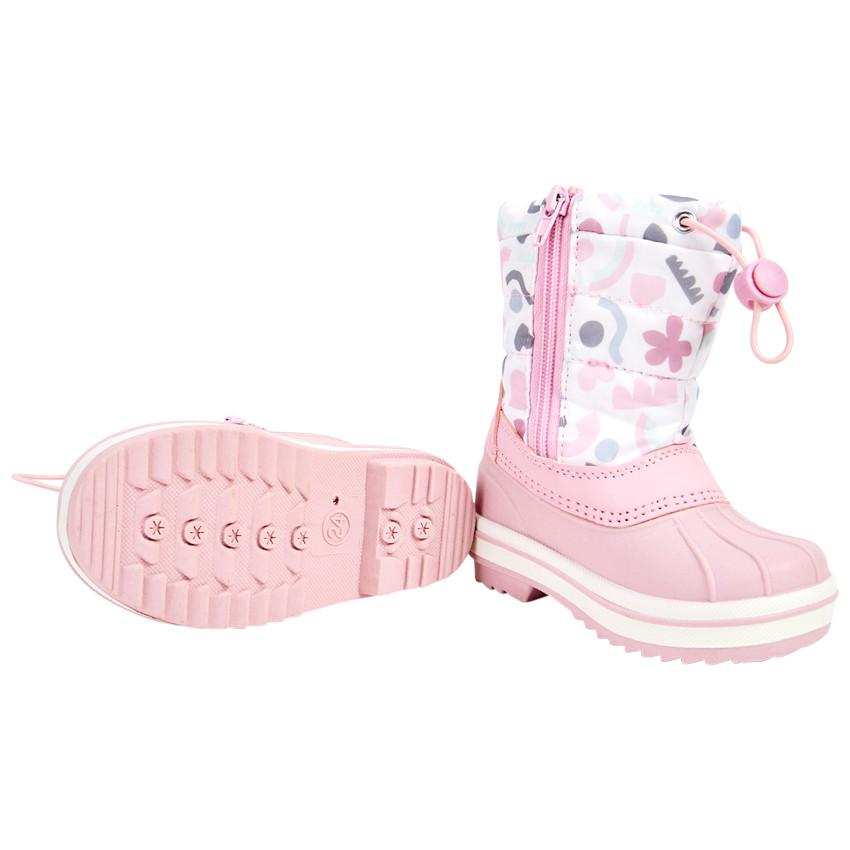 Ροζ après-ski με σχέδιο arty και κορδόνι περίσφιξης για κορίτσι μωρό 