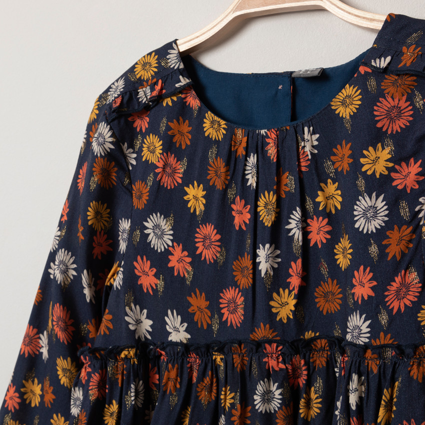 Robe manches longues à fleurs all-over  