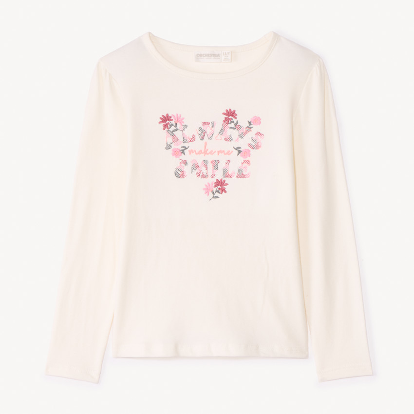 T-shirt manches longues brodé pour fille 