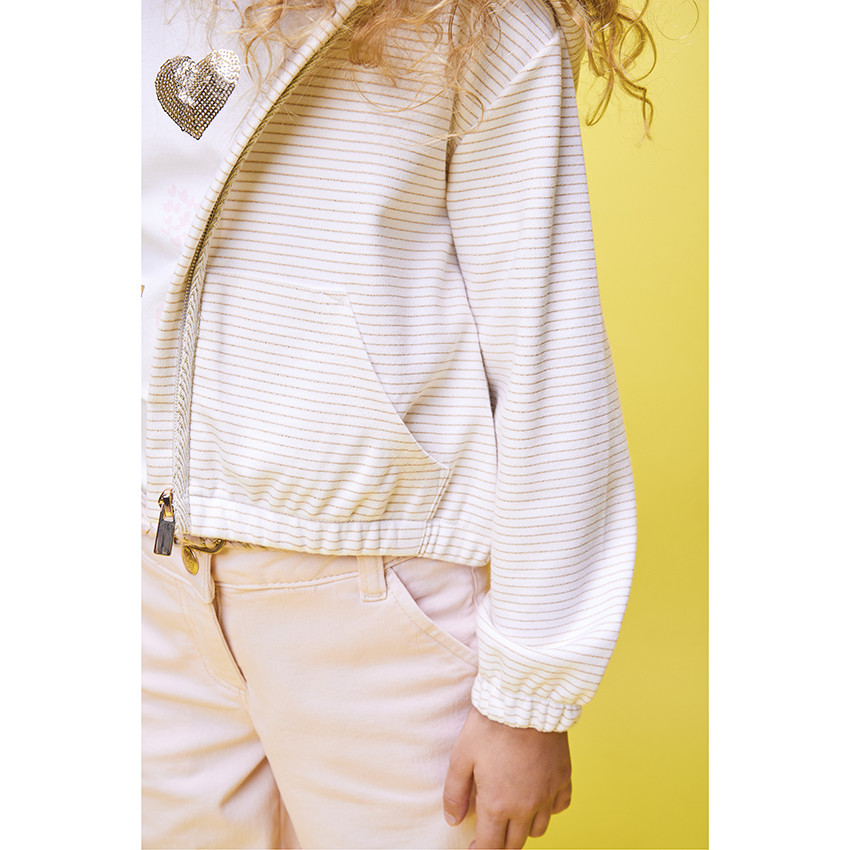 Ζακέτα από φούτερ με ρίγες lurex για κορίτσι 