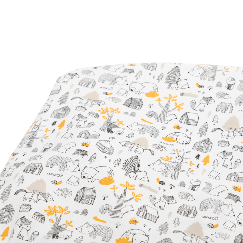 Σεντόνι με λάστιχο Nos petits amis από βαμβακερή popeline με ζωάκια 60x120 cm 