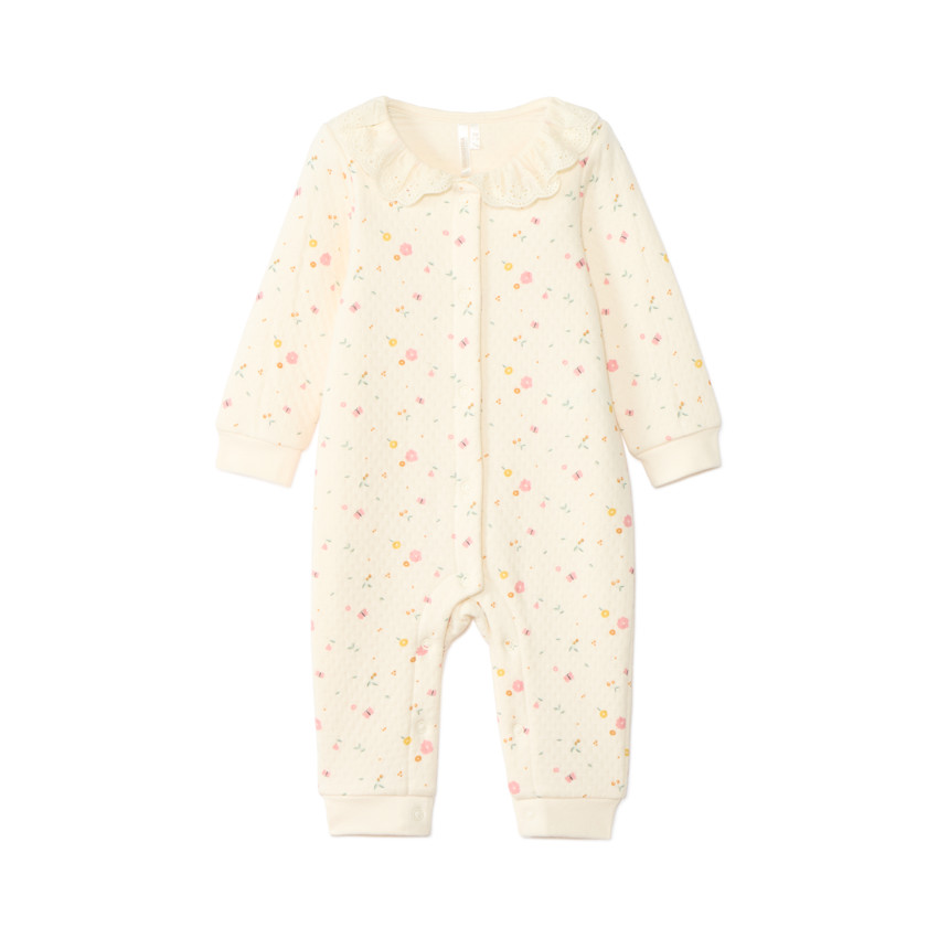 Combinaison longues matelassée imprimé fleurs pour bébé fille 