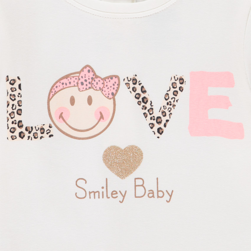 T-shirt manches longues pour bébé fille print texte Smiley 